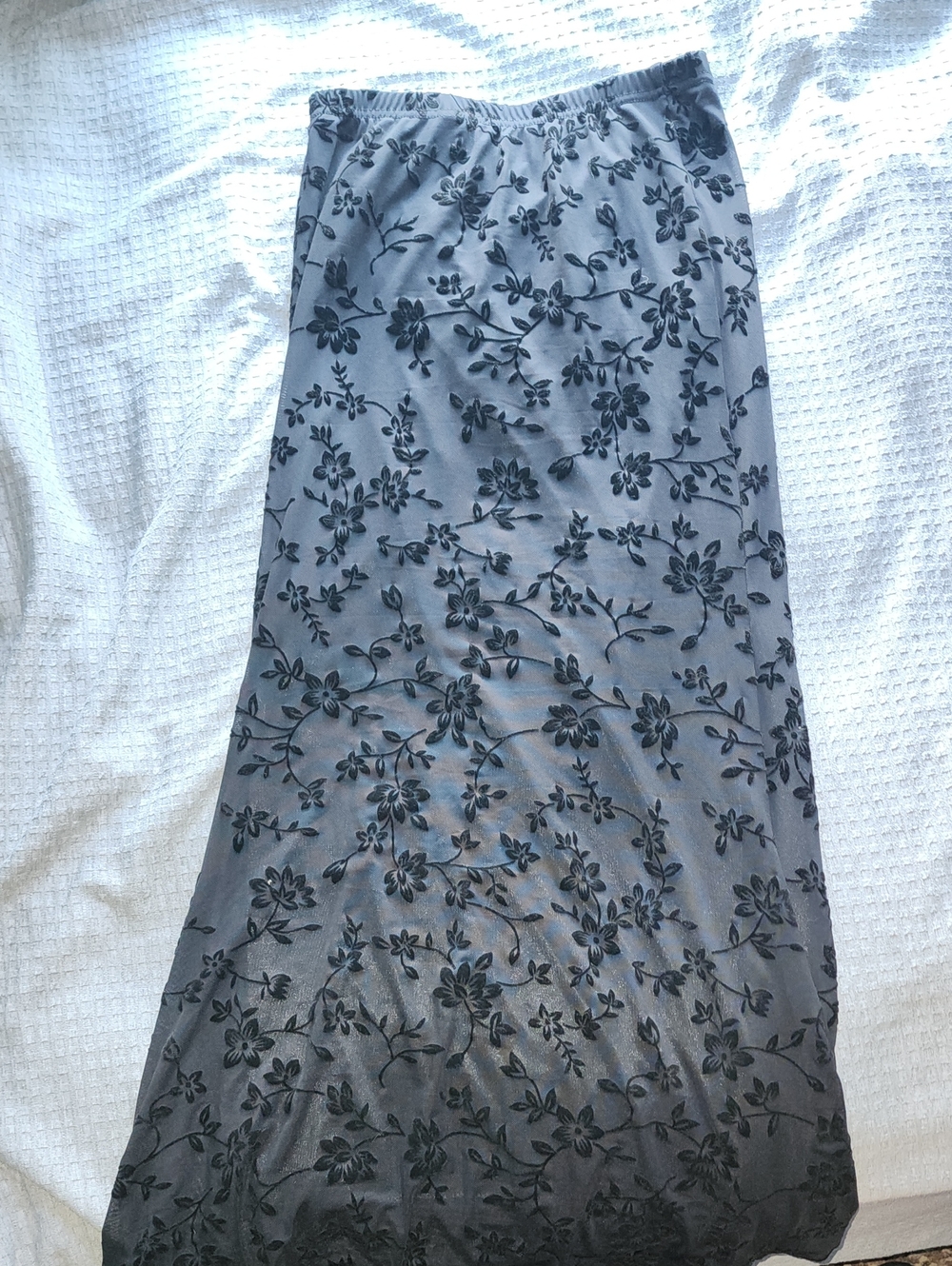 Black Floral Embroidered Maxi Skirt - Women's